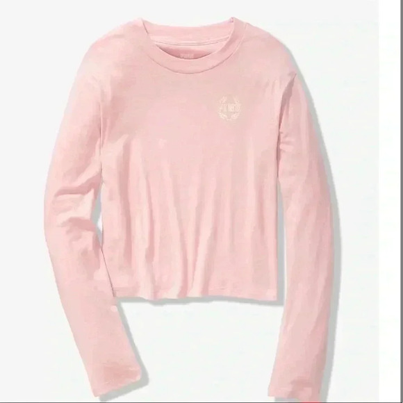 🆕PINK EVERYDAY LONG SLEEVE PINK LOGO CROPPED TEE L🆕 - Picture 2 of 4
